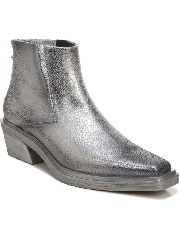 FRANCO SARTO Womens Silver Comfort Forta Pointed Toe Block Heel Zip-Up Booties M For Discount