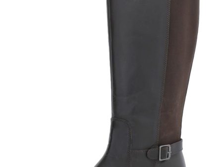 EASY SPIRIT Womens Brown Wide Calf Arch Support Chaza Round Toe Block Heel Leather Riding Boot W For Cheap