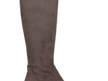 REACTION KENNETH COLE Womens Brown Stretch Salt Round Toe Block Heel Zip-Up Heeled Boots M Supply