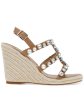 STEVE MADDEN Womens Beige Gem Accent Strappy Upright Square Toe Wedge Buckle Espadrille Shoes M on Sale