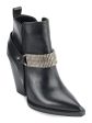 DKNY Womens Black Hardware Strap Detail Pull Tab Padded Tizz Pointed Toe Block Heel Zip-Up Dress Booties M Online