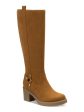 STYLE & COMPANY Womens Brown Harness Strap Ring Hardware Detail Side Pull Tab Padded Brettaa Round Toe Block Heel Zip-Up Riding Boot M Cheap