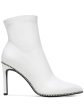 BAR III Womens White Stretch Beaded Melanay Pointed Toe Stiletto Booties M Online