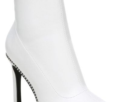 BAR III Womens White Stretch Beaded Melanay Pointed Toe Stiletto Booties M Online