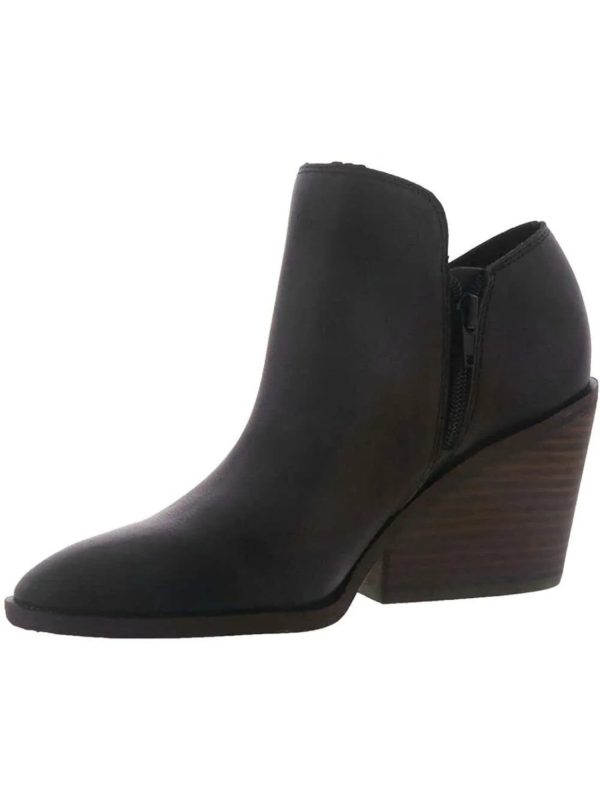 LUCKY BRAND Womens Black Comfort Saucie Almond Toe Block Heel Zip-Up Leather Booties M Hot on Sale