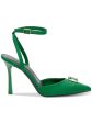 INC Womens Green Ankle Strap Gem Accent Victoria Pointed Toe Stiletto Buckle Slingback M Sale