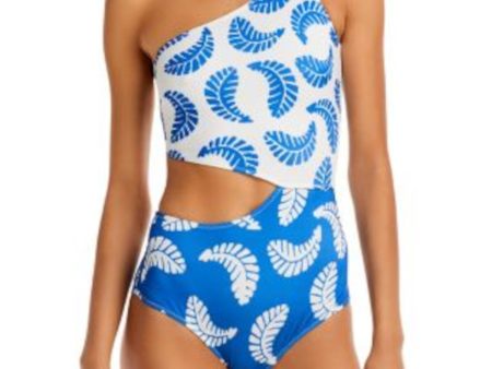 AQUA Women s Blue Color Block No Padding Lined Pull-On Cutout Full Coverage X Studio 189 One Shoulder One Piece Swimsuit Online Hot Sale