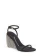 ALEXANDER WANG Womens Black Rhinestone Wedge Padded Dahlia Open Toe Wedge Buckle Dress Heeled Supply