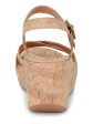 KORKS Womens Beige Strappy Cushioned Jenneve Round Toe Wedge Buckle Slingback Sandal M For Discount