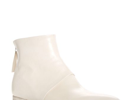 ALBERTO FERMANI Womens Ivory Comfort Bellina Pointed Toe Block Heel Zip-Up Leather Booties on Sale