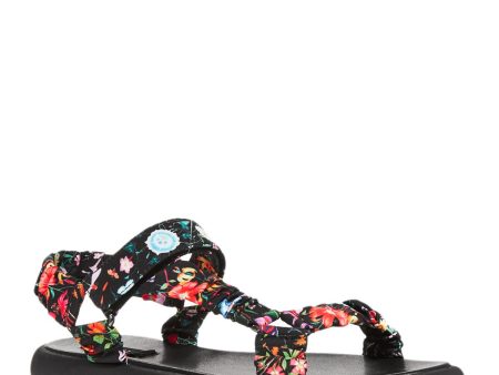 AQUA Womens Black Floral Adjustable Strap Cushioned Tenly Square Toe Platform Sandals Shoes M Online Sale