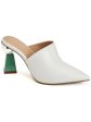 ALFANI Womens White Metallic Padded Junnee Pointed Toe Sculpted Heel Slip On Leather Heeled Mules Shoes M Sale