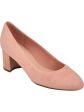 EVOLVE Womens Pink Cushioned Comfort Robin Almond Toe Block Heel Slip On Leather Pumps Shoes M Fashion