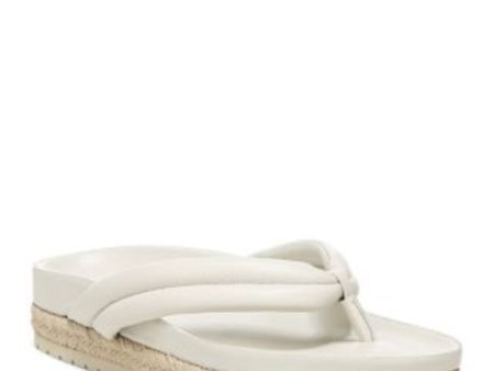 VINCE. Womens Ivory Contoured Footbed Woven Comfort Forest Round Toe Platform Slip On Leather Thong Sandals Shoes M Sale