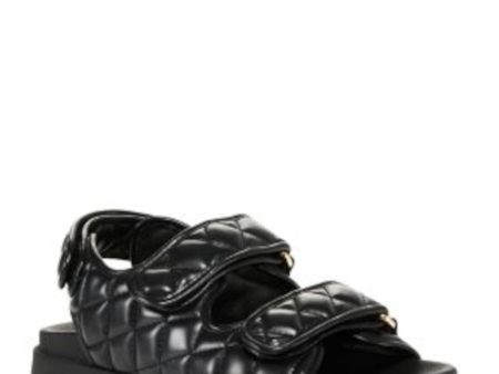 AQUA Womens Black Comfort Quilted Adjustable Margo Round Toe Platform Slingback Sandal M Online