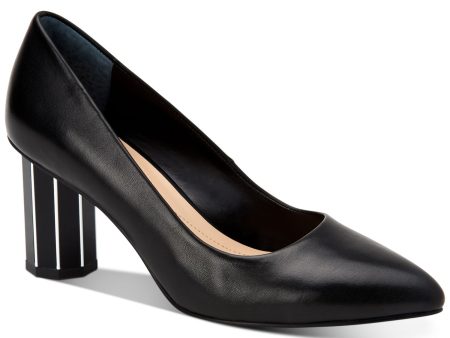 ALFANI Womens Black Cushioned Pepperr Pointed Toe Sculpted Heel Slip On Leather Dress Pumps Shoes M For Sale