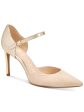 CALVIN KLEIN Womens Beige Gel Pod Insert Cushioned Ankle Strap Roya Pointed Toe Stiletto Buckle Leather Pumps Shoes M Supply