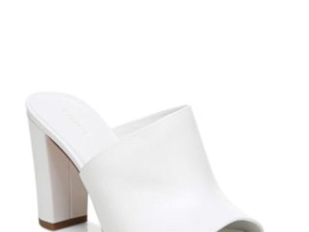 VINCE. Womens White Asymmetrical Padded Hanna Round Toe Block Heel Slip On Leather Heeled M For Discount