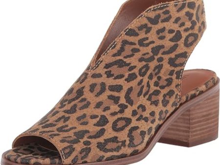 LUCKY BRAND Womens Beige Animal Print Cut Out Comfort Terif Round Toe Block Heel Slip On Leather Shootie M For Cheap