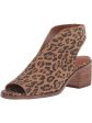 LUCKY BRAND Womens Beige Animal Print Cut Out Comfort Terif Round Toe Block Heel Slip On Leather Shootie M For Cheap