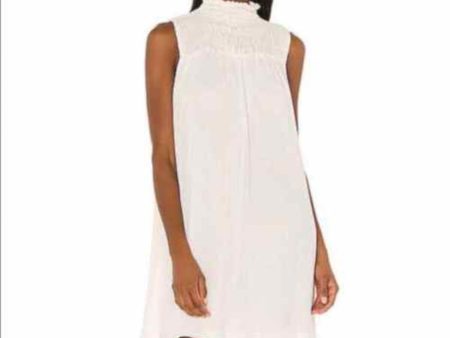 1. STATE Womens Ivory Smocked Sheer Lined Sleeveless Mock Neck Short Party Shift Dress on Sale