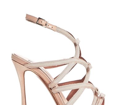 TABITHA SIMMONS Womens Rose Beige Adjustable Strap Strappy Bowrama Open Toe Stiletto Buckle Dress Sandals Shoes Discount