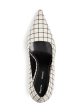 PROENZA SCHOULER Womens White Windowpane Curved Heel Padded Pointed Toe Slip On Dress Pumps Shoes on Sale