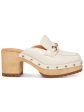 MADDEN GIRL Womens White 1  Platform Studded Suzanne Square Toe Block Heel Slip On Clogs Shoes M Online Sale