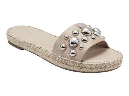 MARC FISHER Womens Beige Ornaments Studded Beira Almond Toe Slip On Dress Espadrille Shoes M Fashion