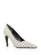 PROENZA SCHOULER Womens White Windowpane Curved Heel Padded Pointed Toe Slip On Dress Pumps Shoes on Sale