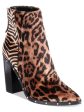 ALDO Womens Brown Animal Print Tiger Leopard Multi-Media Cushioned Studded Ibalenna Pointed Toe Block Heel Zip-Up Dress Booties B Online