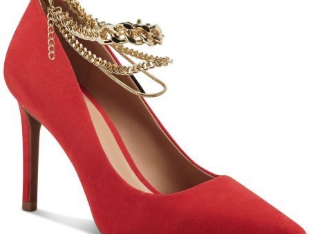 INC Womens Red Chain Detail Straps Padded Sadelle Pointed Toe Stiletto Buckle Dress Pumps Shoes M Supply