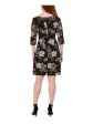 SIGNATURE BY ROBBIE BEE Womens Black 3 4 Sleeve Round Neck Above The Knee Cocktail Sheath Dress Fashion