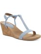 STYLE & COMPANY Womens Light Blue T-Strap Ankle Strap Padded Mulan Round Toe Wedge Slip On Slingback Sandal M Hot on Sale