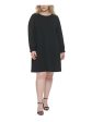 TOMMY HILFIGER Womens Black Zippered Sheer Pleated Long Sleeves Round Neck Above The Knee Wear To Work Shift Dress Discount