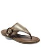 AEROSOLES Womens Gold Metallic Spots Print Buckle Accent Clarity Round Toe Slip On Leather Thong Sandals Shoes M Supply