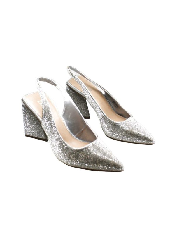 BAR III Womens Silver Cushioned Arrica Pointed Toe Sculpted Heel Slip On Dress Pumps Shoes M Discount