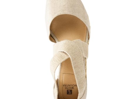 WHITE MOUNTAIN Womens Gold 1 2  Platform Crisscross Straps Slip Resistant Strappy Hudlin Round Toe Wedge Slip On Espadrille Shoes M Supply