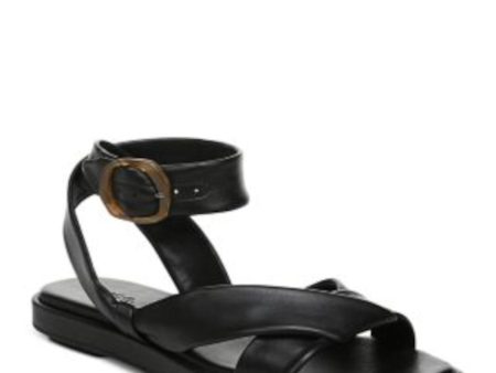 VINCE. Womens Black Twistted Straps Ankle Strap Reza Square Toe Buckle Leather Sandals Shoes M on Sale