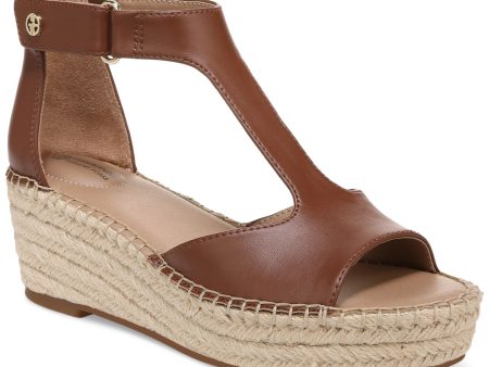 GIANI BERNINI Womens Brown 1  Platform Cushioned T-Strap Goring Caylaa Open Toe Wedge Espadrille Shoes M Sale