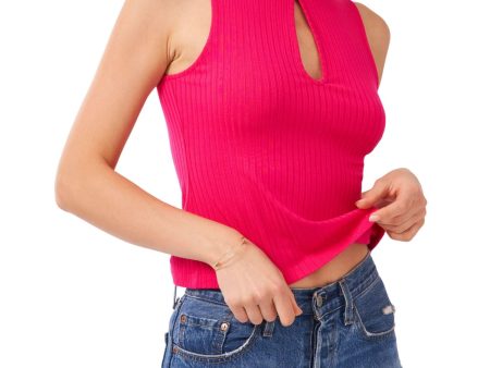 1. STATE Womens Pink Stretch Textured Pullover Sleeveless Keyhole Tank Top Supply