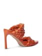 BOTTEGA VENETA Womens Orange Padded Woven Curve Almond Toe Stiletto Slip On Leather Heeled Mules Shoes Discount