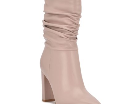 NINE WEST Womens Pink Padded Denner Pointed Toe Cone Heel Dress Slouch Boot M For Cheap