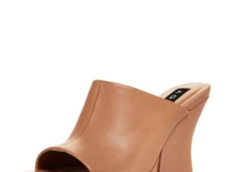 AQUA Womens Beige Goring Padded Dani Square Toe Sculpted Heel Slip On Leather Heeled M Online Hot Sale