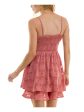 SPEECHLESS Womens Pink Lined Band Waist Smock Back Tiered Hem Spaghetti Strap Scoop Neck Short Party Fit + Flare Dress Fashion