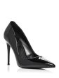 AQUA Womens Black Padded Brit Pointed Toe Stiletto Slip On Dress Pumps Shoes M Hot on Sale