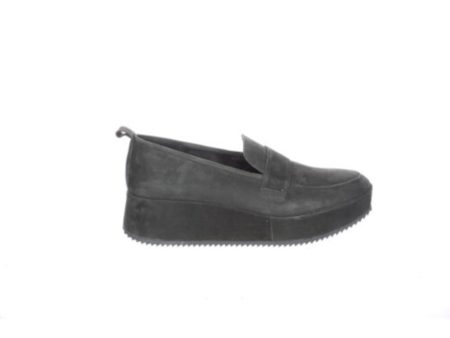 EILEEN FISHER Womens Slate Gray 1  Platform Cushioned Breathable Max Wedge Slip On Leather Heeled Loafers Online Hot Sale