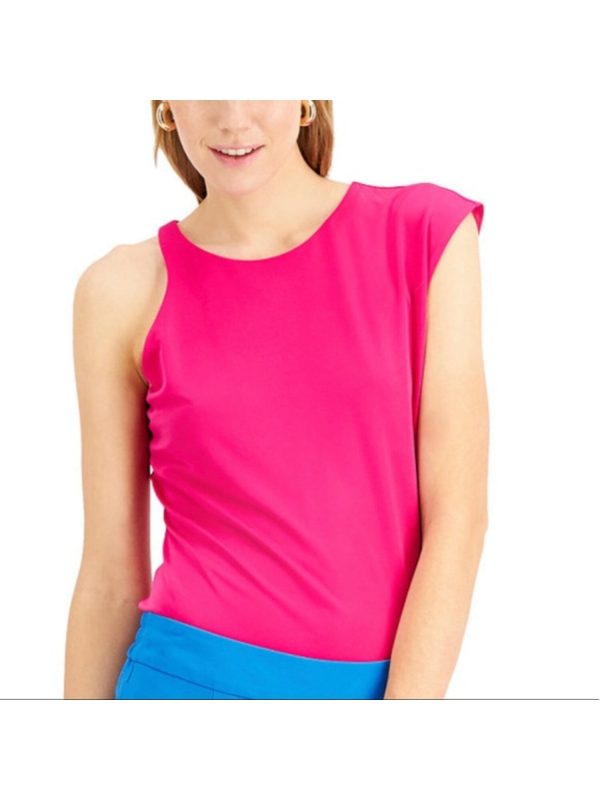 INC Womens Pink Stretch Crew Neck Top Online Sale