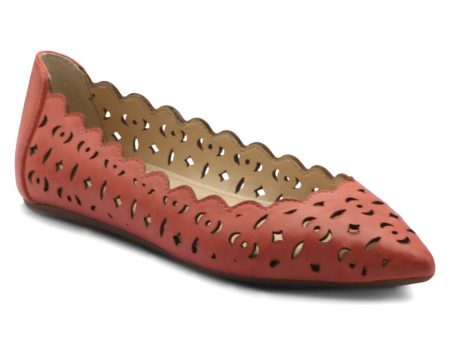 ADRIENNE VITTADINI Womens Coral Laser Cut Scalloped Padded Forst Pointed Toe Slip On Leather Flats Shoes M For Cheap