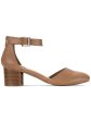 STYLE & COMPANY Womens Brown Padded Buckle Accent Ankle Strap Alinaa Almond Toe Stacked Heel Zip-Up Dress Pumps Shoes M Sale